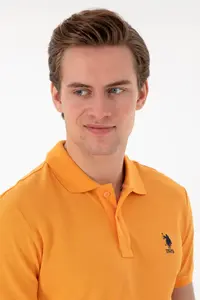 US Polo Assn. Men slim Fit Polo Shirt Collar Orange Basic T-Shirt - Image 2