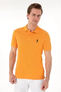 US Polo Assn. Men slim Fit Polo Shirt Collar Orange Basic T-Shirt - Image 3