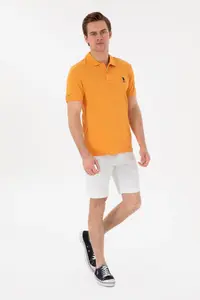 US Polo Assn. Men slim Fit Polo Shirt Collar Orange Basic T-Shirt - Image 4