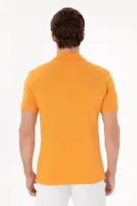 US Polo Assn. Men slim Fit Polo Shirt Collar Orange Basic T-Shirt - Image 5