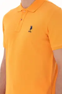 US Polo Assn. Men slim Fit Polo Shirt Collar Orange Basic T-Shirt - Image 7
