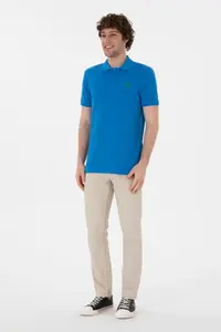US Polo Assn. Men slim Fit Polo Shirt Collar Cobalt Basic T-Shirt - Image 4
