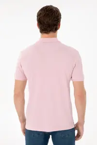 US Polo Assn. Men slim Fit Polo Shirt Collar Light Pink Basic T-Shirt - Image 5