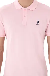 US Polo Assn. Men slim Fit Polo Shirt Collar Light Pink Basic T-Shirt - Image 6