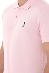 US Polo Assn. Men slim Fit Polo Shirt Collar Light Pink Basic T-Shirt - Image 7