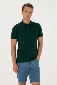 US Polo Assn. Men slim Fit Polo Shirt Collar Dark Green Basic T-Shirt