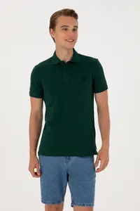 US Polo Assn. Men slim Fit Polo Shirt Collar Dark Green Basic T-Shirt - Image 3