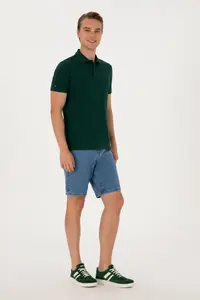 US Polo Assn. Men slim Fit Polo Shirt Collar Dark Green Basic T-Shirt - Image 4