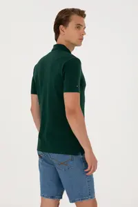 US Polo Assn. Men slim Fit Polo Shirt Collar Dark Green Basic T-Shirt - Image 5