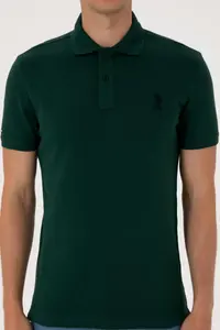 US Polo Assn. Men slim Fit Polo Shirt Collar Dark Green Basic T-Shirt - Image 6