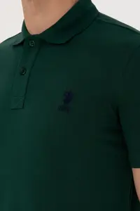 US Polo Assn. Men slim Fit Polo Shirt Collar Dark Green Basic T-Shirt - Image 7