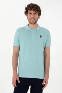 US Polo Assn. Men slim Fit Polo Shirt Collar Light Blue Basic T-Shirt