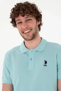 US Polo Assn. Men slim Fit Polo Shirt Collar Light Blue Basic T-Shirt - Image 2