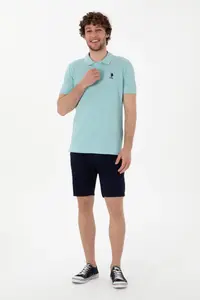 US Polo Assn. Men slim Fit Polo Shirt Collar Light Blue Basic T-Shirt - Image 4