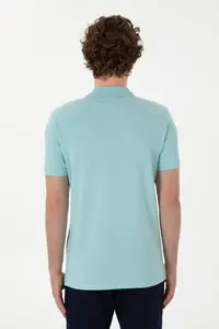 US Polo Assn. Men slim Fit Polo Shirt Collar Light Blue Basic T-Shirt - Image 5