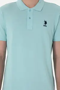 US Polo Assn. Men slim Fit Polo Shirt Collar Light Blue Basic T-Shirt - Image 6