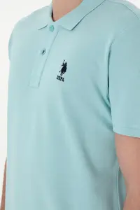 US Polo Assn. Men slim Fit Polo Shirt Collar Light Blue Basic T-Shirt - Image 7