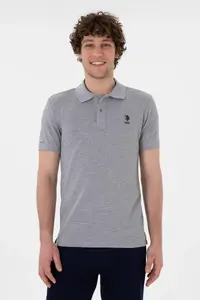 US Polo Assn. Men slim Fit Polo Shirt Collar Gray Melanj Basic T-Shirt