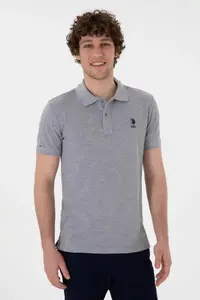 US Polo Assn. Men slim Fit Polo Shirt Collar Gray Melanj Basic T-Shirt - Image 3