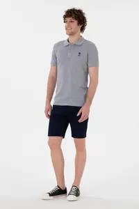 US Polo Assn. Men slim Fit Polo Shirt Collar Gray Melanj Basic T-Shirt - Image 4