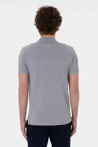 US Polo Assn. Men slim Fit Polo Shirt Collar Gray Melanj Basic T-Shirt - Image 5