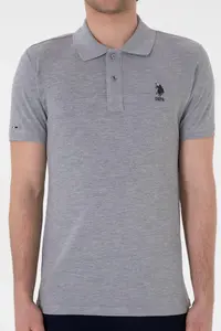 US Polo Assn. Men slim Fit Polo Shirt Collar Gray Melanj Basic T-Shirt - Image 6