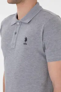 US Polo Assn. Men slim Fit Polo Shirt Collar Gray Melanj Basic T-Shirt - Image 7