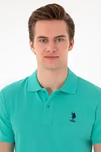 US Polo Assn. Men slim Fit Polo Shirt Collar Mint Basic T-Shirt - Image 2