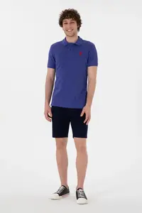 US Polo Assn. Men slim Fit Polo Shirt Collar Saks Blue Basic T-Shirt - Image 4
