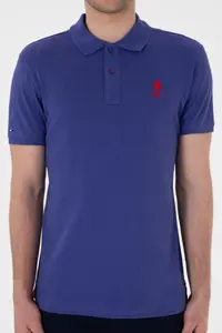 US Polo Assn. Men slim Fit Polo Shirt Collar Saks Blue Basic T-Shirt - Image 6