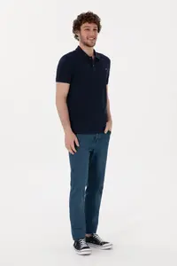 US Polo Assn. Men slim Fit Polo Shirt Collar Navy Blue Basic T-Shirt - Image 4