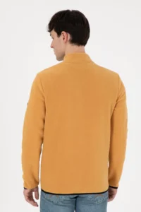 US Polo Assn. Men Half Zippered Camel Basic Fleece Sweatshirt - Image 5