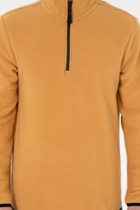 US Polo Assn. Men Half Zippered Camel Basic Fleece Sweatshirt - Image 6