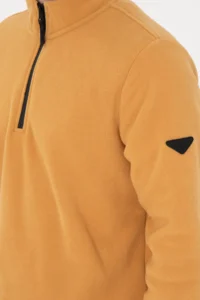 US Polo Assn. Men Half Zippered Camel Basic Fleece Sweatshirt - Image 7