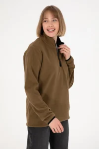 US Polo Assn. Men Half Zippered Khaki Basic Fleece Sweatshirt - Image 3