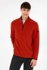 US Polo Assn. Men's Half Zippered Brick Rejection Basic Fleece Sweatshirt - Image 5