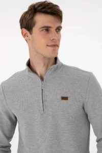 US Polo Assn. Men Gray Melanj Basic Sweatshirt - Image 2