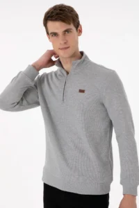 US Polo Assn. Men Gray Melanj Basic Sweatshirt - Image 3