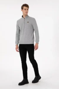 US Polo Assn. Men Gray Melanj Basic Sweatshirt - Image 4