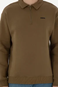 US Polo Assn. Men comfort Fit Half Zippered Khaki Basic Sweatshirt - Image 6