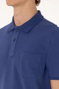 US Polo Assn. Men Slim Fit Loose Polo Shirt Collar Light Navy T-Shirt - Image 7