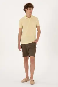 US Polo Assn. Men Slim Fit Loose Polo Shirt Collar Light Yellow T-Shirt - Image 4