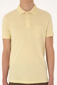 US Polo Assn. Men Slim Fit Loose Polo Shirt Collar Light Yellow T-Shirt - Image 6