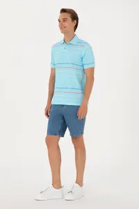 US Polo Assn. Men Regular Fit Polo Shirt Collar Aqua T-Shirt - Image 4