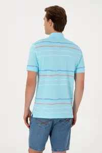 US Polo Assn. Men Regular Fit Polo Shirt Collar Aqua T-Shirt - Image 5