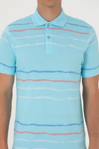 US Polo Assn. Men Regular Fit Polo Shirt Collar Aqua T-Shirt - Image 6