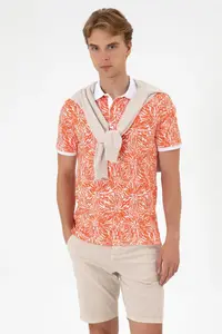 US Polo Assn. Men Regular Fit Polo Shirt Collar Pomegranate T-Shirt