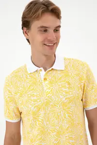 US Polo Assn. Men Regular Fit Polo Shirt Collar Yellow T-Shirt - Image 2