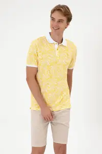 US Polo Assn. Men Regular Fit Polo Shirt Collar Yellow T-Shirt - Image 3