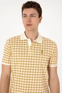 US Polo Assn. Men Regular Fit Polo Shirt Collar Cream Patterned T-Shirt - Image 2